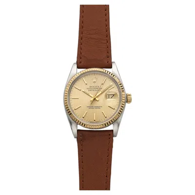 Pre-owned Rolex Vintage 1984  Datejust 16013 Two-tone Champagne Tapestry Dial Auto 36mm In Multiple