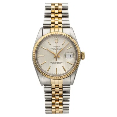 Pre-owned Rolex Vintage 1984  Datejust 16013 Two-tone Silver Tapestry Dial Automatic 36mm In Multiple