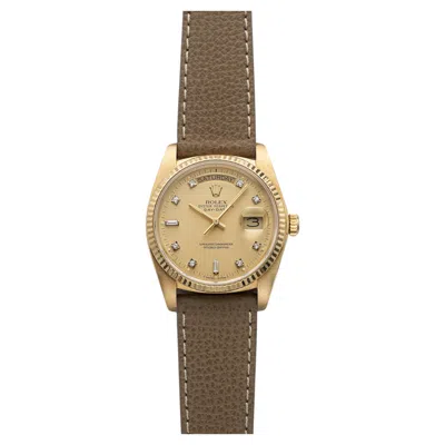Pre-owned Rolex Vintage 1984  Day-date 18038 18k Yg Champagne Diamond Dial Auto 36mm In Multi