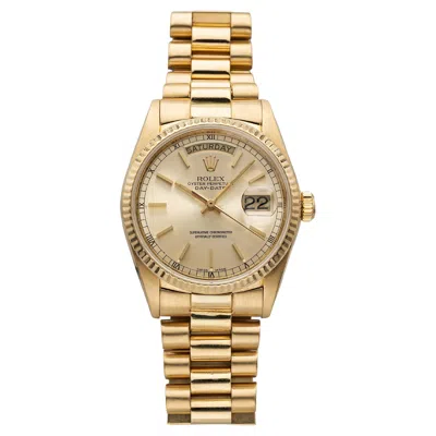 Pre-owned Rolex Vintage 1984  Day-date 36 18038 18k Gold Automatic Champagne Dial 36mm In Multi