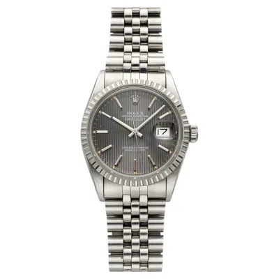 Pre-owned Rolex Vintage 1986  Datejust 16030 Stainless Steel Grey Tapestry Dial Auto 36mm In Gray