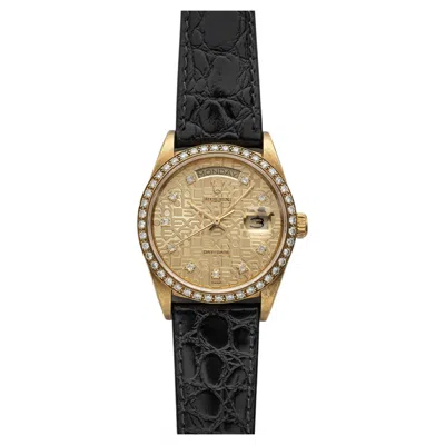 Pre-owned Rolex Vintage 1986  Day-date 18048 18k Yg Anniversary Diamond Dial Auto 36mm In Multi