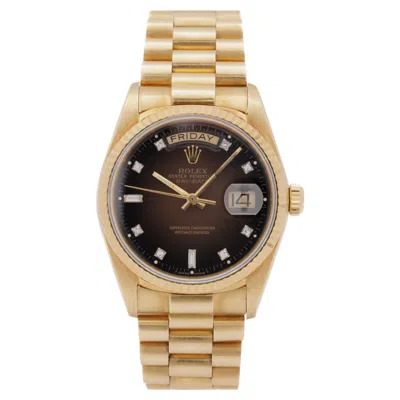 Pre-owned Rolex Vintage 1986  Daydate President Model 18038 Brown Vignette Box Unpolished