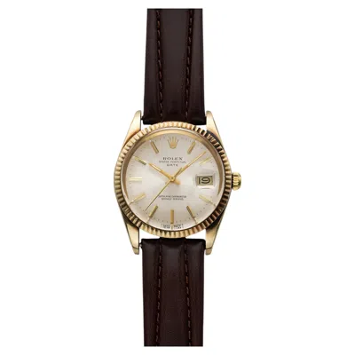 Pre-owned Rolex Vintage 1986  Oyster Perpetual Date 15037 14k Yg Auto Champagne 34mm In Multi