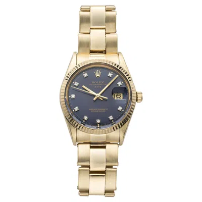 Pre-owned Rolex Vintage 1986  Oyster Perpetual Date 15037 14k Yg Purple Diamond Auto 34mm