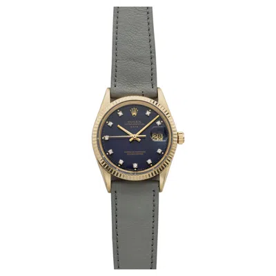 Pre-owned Rolex Vintage 1986  Oyster Perpetual Date 15037 14k Yg Purple Diamond Auto 34mm