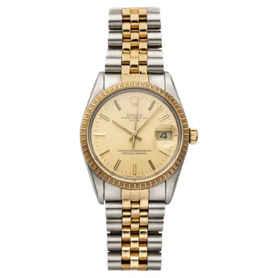 Pre-owned Rolex Vintage 1986  Oyster Perpetual Date 15053 Two-tone Champagne Dial Auto 34mm In Multi