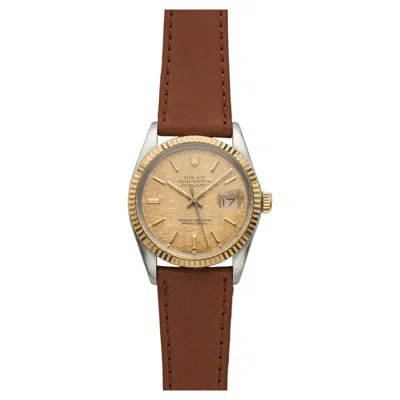 Pre-owned Rolex Vintage 1987  Datejust 16013 Two-tone Champagne Linen Dial Auto 36mm In Multiple
