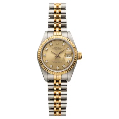 Pre-owned Rolex Vintage 1987  Datejust Lady 69173 Two Toneautomatic Champagne Diamond Dial In Multi