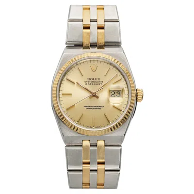 Pre-owned Rolex Vintage 1987  Oysterquartz Dj 17013 Two-tone Champagne Dial Quartz 36mm In Multi
