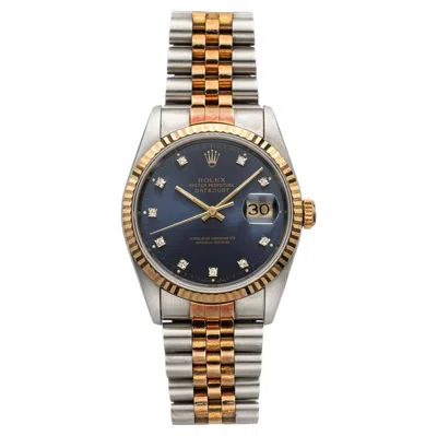 Pre-owned Rolex Vintage 1988  Datejust 16233 Two-tone Blue Diamond Dial Auto 36mm
