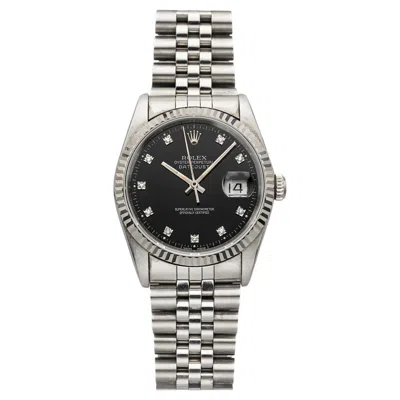 Pre-owned Rolex Vintage 1990  Datejust 16234 Steel 18k Wg Bezel Diamond Indices Auto 36mm In Multi