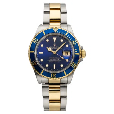 Pre-owned Rolex Vintage 1990  Submariner 16613 Two-tone Blue Dial Automatic 40mm