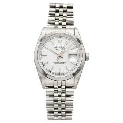 Pre-owned Rolex Vintage 1991  Datejust 16200 Stainless Steel White Stick Dial Auto 36mm