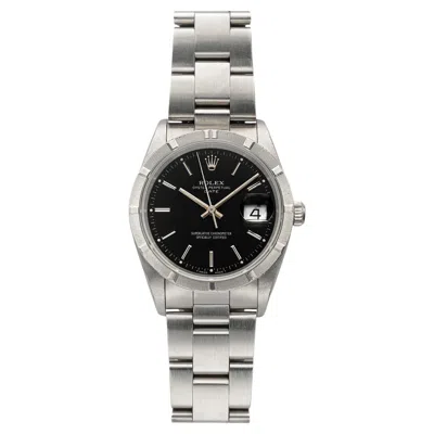 Pre-owned Rolex Vintage 1992  Oyster Perpetual Date 15210 Steel Black Dial Auto 34mm