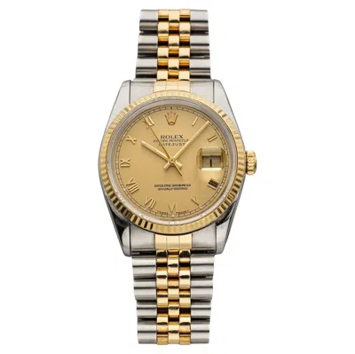 Pre-owned Rolex Vintage 1993  Datejust Two-tone 16233 Auto Champagne Roman Dial 36mm In Multi