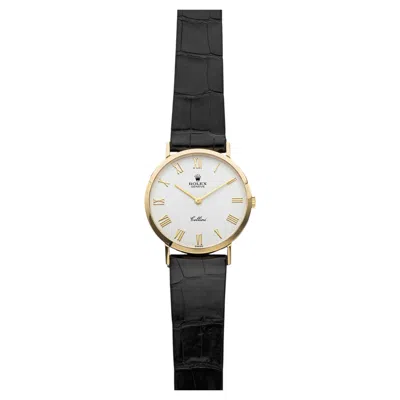 Pre-owned Rolex Vintage 1995  Cellini 4112/8 18k Yellow Gold White Roman Dial Manual 32mm