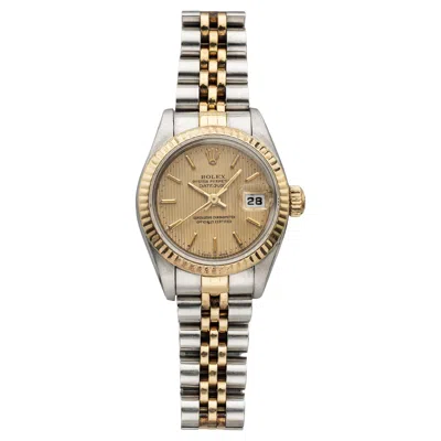 Pre-owned Rolex Vintage 1995  Datejust Lady Two-tone Automatic Champagne Tapestry Dial 26mm In Multiple