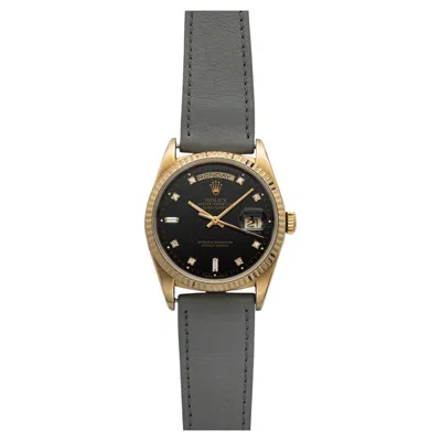 Pre-owned Rolex Vintage 1995  Day-date 18238 18k Yellow Gold Black Diamond Dial Auto 36mm