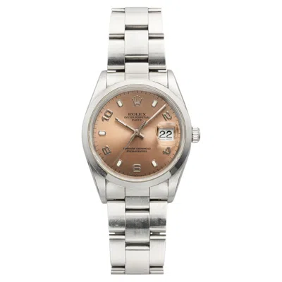 Pre-owned Rolex Vintage 1998  Oyster Perpetual Date 15200 Steel Salmon Dial Auto 34mm In Pink