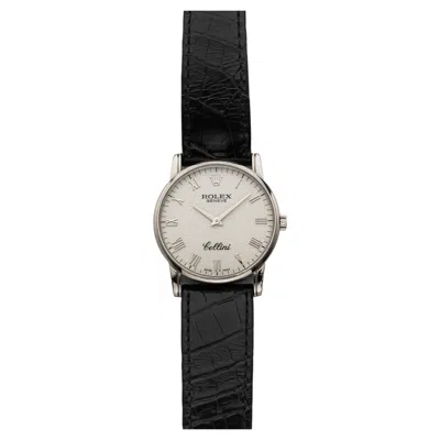 Pre-owned Rolex Vintage 2005  Cellini 18k Wg 5116 Manual White Anniversary Dial 33mm