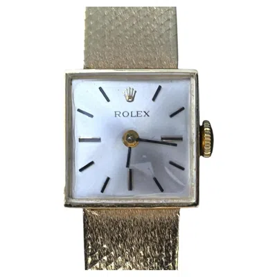 Pre-owned Rolex Vintage Ladies  14k Yellow Gold Square Dial Mesh Bracelet Watch � Serviced