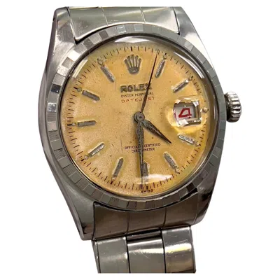 Pre-owned Rolex Vintage  6305 Red Datejust Rare Tropical Dial Stainless Steel 36mm