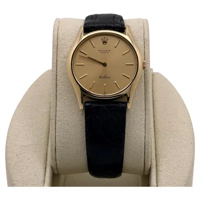 Pre-owned Rolex Vintage  Cellini 3804 32mm Champagne Dial Yellow Gold