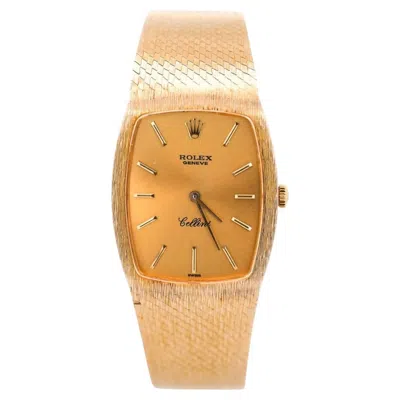 Pre-owned Rolex Vintage  Cellini 3807 Champagne Dial 18k Gold Manual Watch In Multi