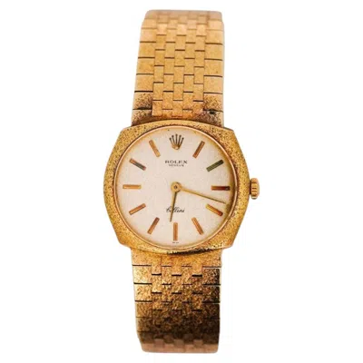 Pre-owned Rolex Vintage  Cellini Manual Gold Frosted Integral Bracelet Watch In Multi