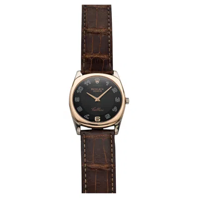 Pre-owned Rolex Vintage  Cellini Ref 4233 2000s Manual Wind Black Arabic Numeral Dial 34mm