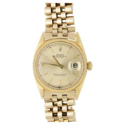 Pre-owned Rolex Vintage  Datejust 1601 14k Yellow Gold Pie Pan Dial Jubilee Bracelet Watch