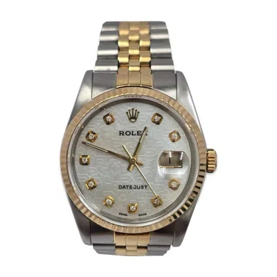 Pre-owned Rolex Vintage  Datejust 36mm In Steel & Gold, White Jubilee Diamond Dial