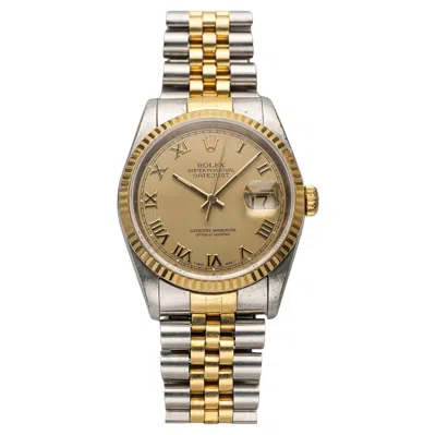Pre-owned Rolex Vintage  Datejust 80s Ref 16233 Automatic Gold Two Tone Champagne In Multi