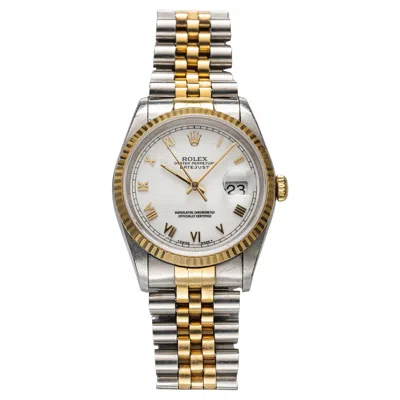 Pre-owned Rolex Vintage  Datejust 80s Ref 16233 Automatic Gold Two Tone White Roman Numeral