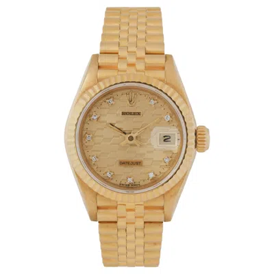 Pre-owned Rolex Vintage  Datejust Model 69178 18 Karat Yellow Gold Rare Chevrolet Dial Box