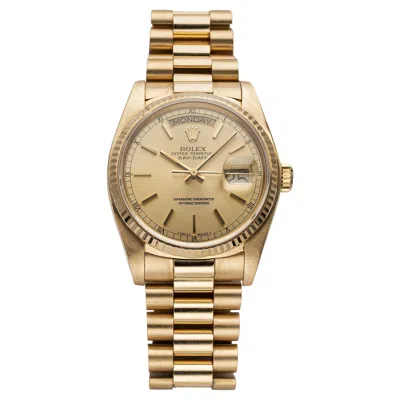 Pre-owned Rolex Vintage  Day Date Ref 18038 80s Champagne Dial 18k Yellow Gold 36mm Case.