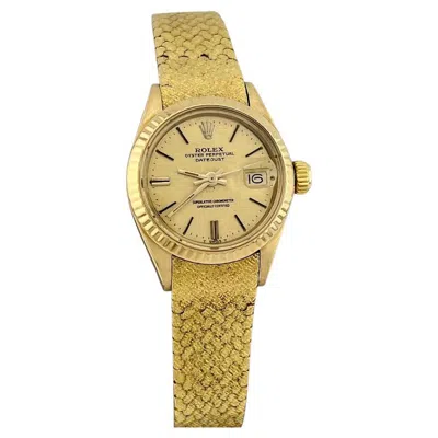 Pre-owned Rolex Vintage  Ladies Datejust 6905 26mm Champagne Dial 18k Yellow Gold
