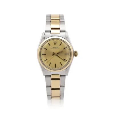 Pre-owned Rolex Vintage  Oyster Perpetual 6551 Two Tone 18k Gold Champagne Dial 31mm Watch In Multi