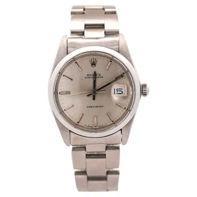 Pre-owned Rolex Vintage  Oysterdate Precision 34mm Manual Wind Steel Oyster Bracelet Watch In Multi