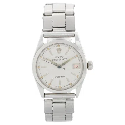 Pre-owned Rolex Vintage  Oysterdate Precision Stainless Steel Midsize Watch Ref 6266 In Multiple