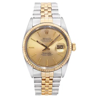 Pre-owned Rolex Vintage  Two Tone Datejust Tiffany & Co Dial Men's Watch Ref. 16013 In Multi