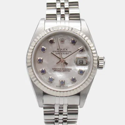 Pre-owned Rolex White 18k White Gold Diamond Datejust 79174 Automatic Women's Wristwatch