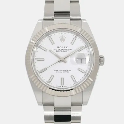 Pre-owned Rolex White 18k White Gold Stainless Steel Datejust 126334 Automatic Men's Wristwatch 41 Mm