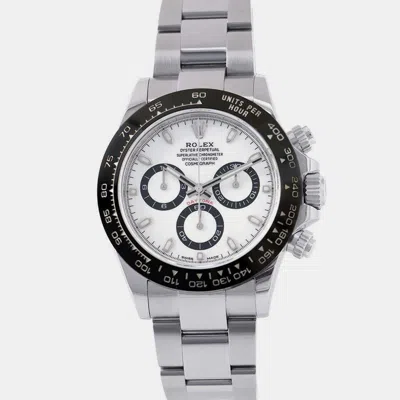 Pre-owned Rolex White Stainless Steel Cosmograph Daytona Automatic Men's Wristwatch 40 Mm