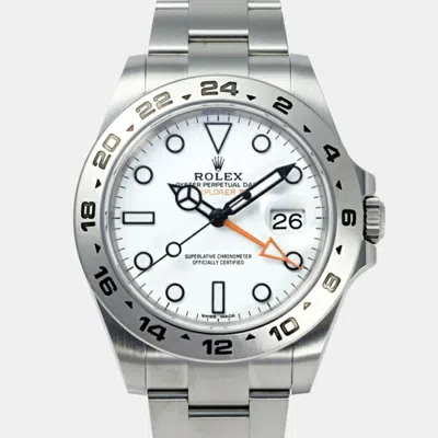 Pre-owned Rolex White Stainless Steel Explorer Ii 216570 Men's Watch 42mm
