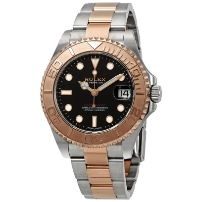 Rolex Yacht-master 37 Automatic Black Dial Ladies Steel And 18k Everose Gold Oyster Watch 268621bkso In Gray