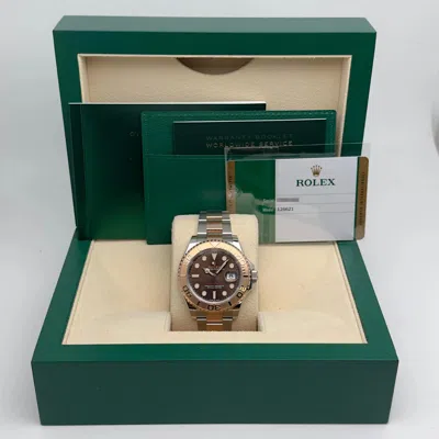 Pre-owned Rolex Yacht Master 40mm Steel 18k Gold Chocolate Dial Automatic Men Watch 126621 In Brown
