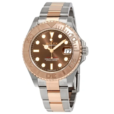 Rolex Yacht-master Chocolate Dial Steel And 18k Everose Mid-size Oyster Watch 268621chso In Multi