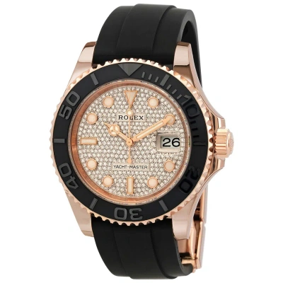 Rolex Yacht-master Diamond Pave Dial Men's Watch 126655-0005 In Black / Gold / Rose / Rose Gold